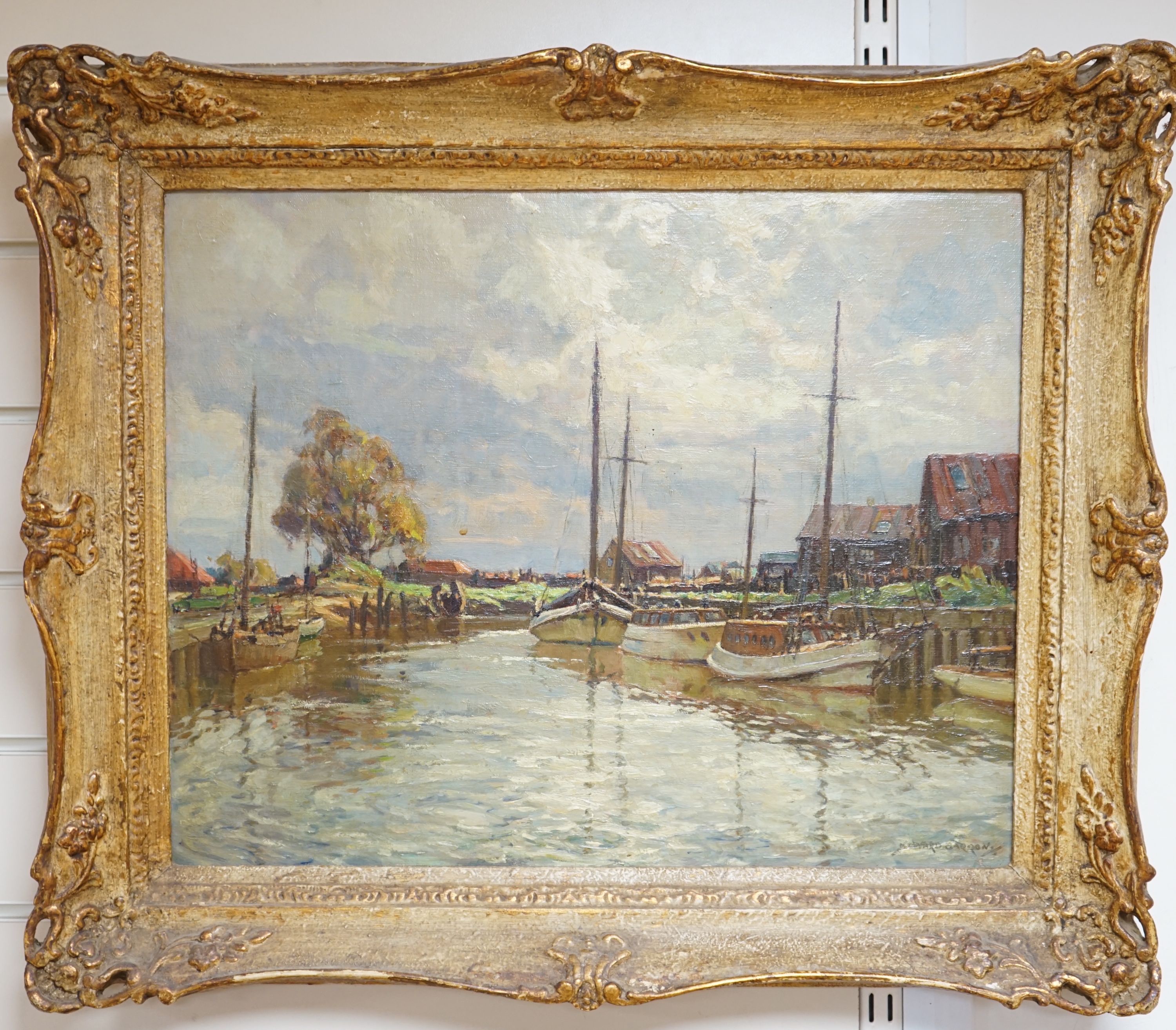 Edward Barrow, oil on board, The River at Rye, signed, 40 x 50cm
